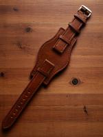 Ремешок для часов натуральная кожа коричневый удлиненный с напульсником 18 мм O01Xl-18brown