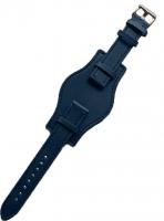 Ремешок для часов натуральная кожа чтемно-синий удлиненный с напульсником 18 мм O01Xl-18dark-blue