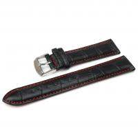 Ремешок для часов натуральная кожа черный  18 мм C7-18black-red
