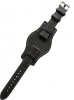 Ремешок для часов натуральная кожа серый удлиненный с напульсником 22 мм O01Xl-22grey