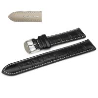 Ремешок для часов натуральная кожа черный с серой строчкой 18 мм C6-18black-beige