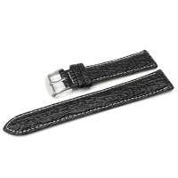 Ремешок для часов натуральная кожа черныйс серой строчкой 18 мм C9-18black-grey