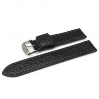 Ремешок для часов натуральная кожа черный с синий строчкой 20 мм C8-20black-blue