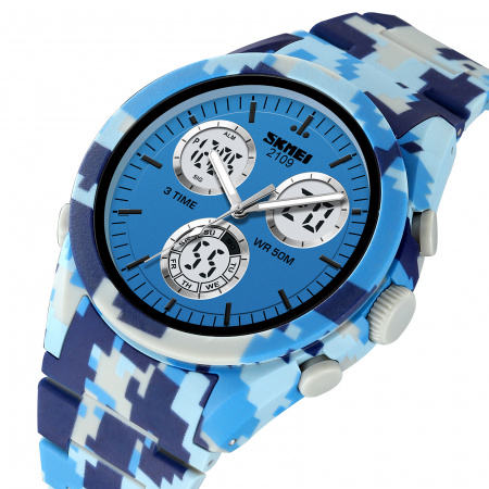 Часы наручные Skmei мужские электронные спортивные 2109light-blue-camo