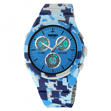 Часы наручные Skmei мужские электронные спортивные 2109light-blue-camo