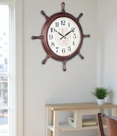 Настенные часы Mirron штурвал темно коричневые P8989ABDB