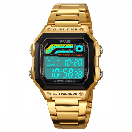 Часы наручные Skmei мужские электронные 2307gold-steel