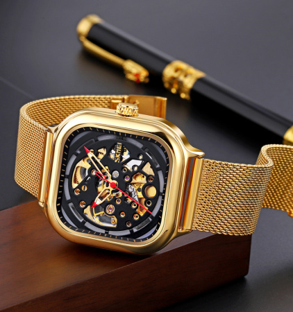 Часы наручные Skmei мужские механические с автоподзаводом 9184gold-black