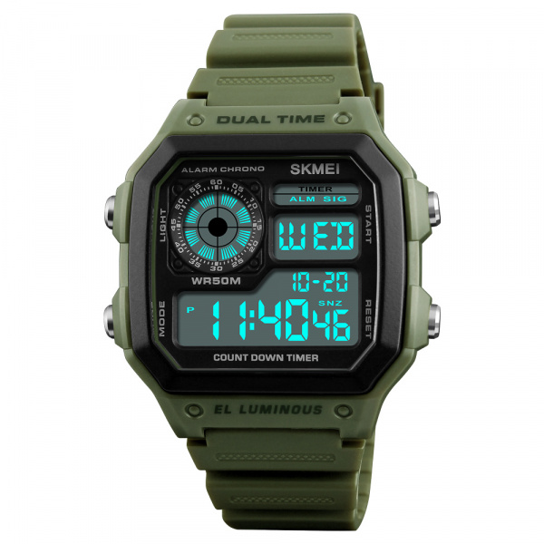 Часы наручные Skmei мужские электронные спортивные 1299army-green