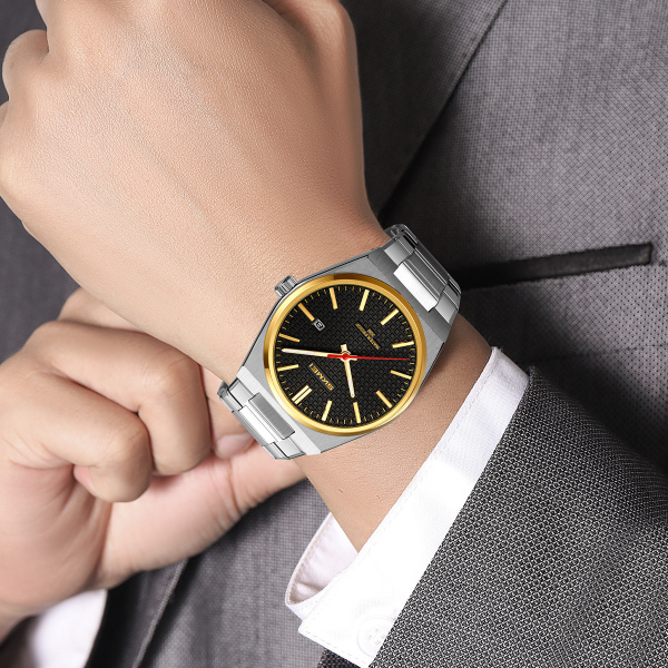 Часы наручные Skmei мужские кварцевые 9396silver-gold-black