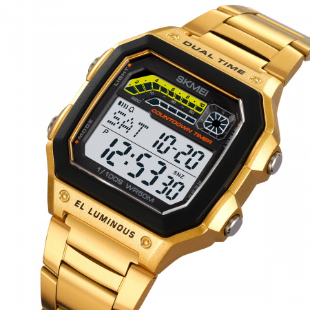 Часы наручные Skmei мужские электронные 2307gold-steel
