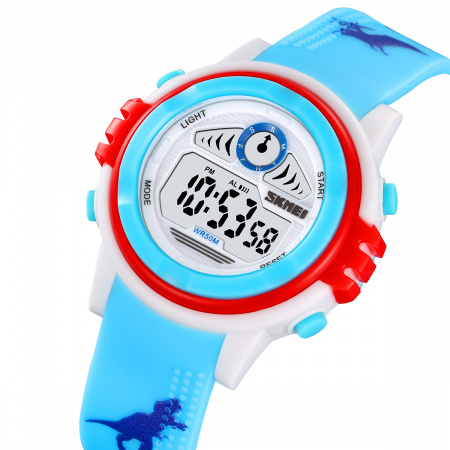 Часы наручные Skmei детские электронные спортивные 2266blue-white-dino
